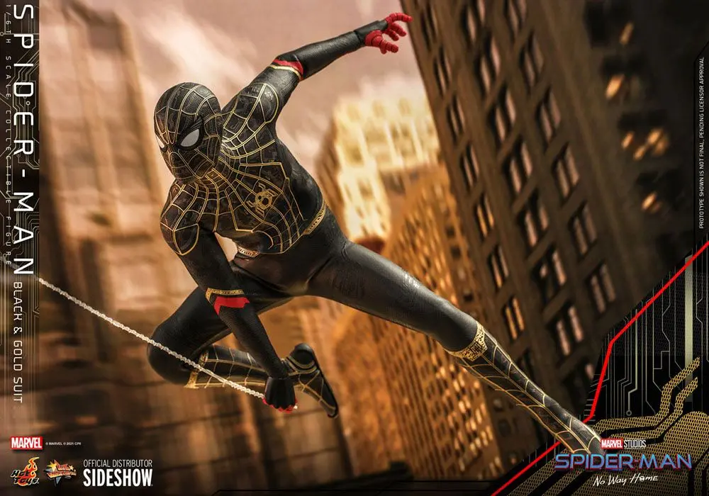 Spider-Man: No Way Home Movie Masterpiece 1/6 Spider-Man (Black & Gold Suit) akciófigura 30 cm termékfotó