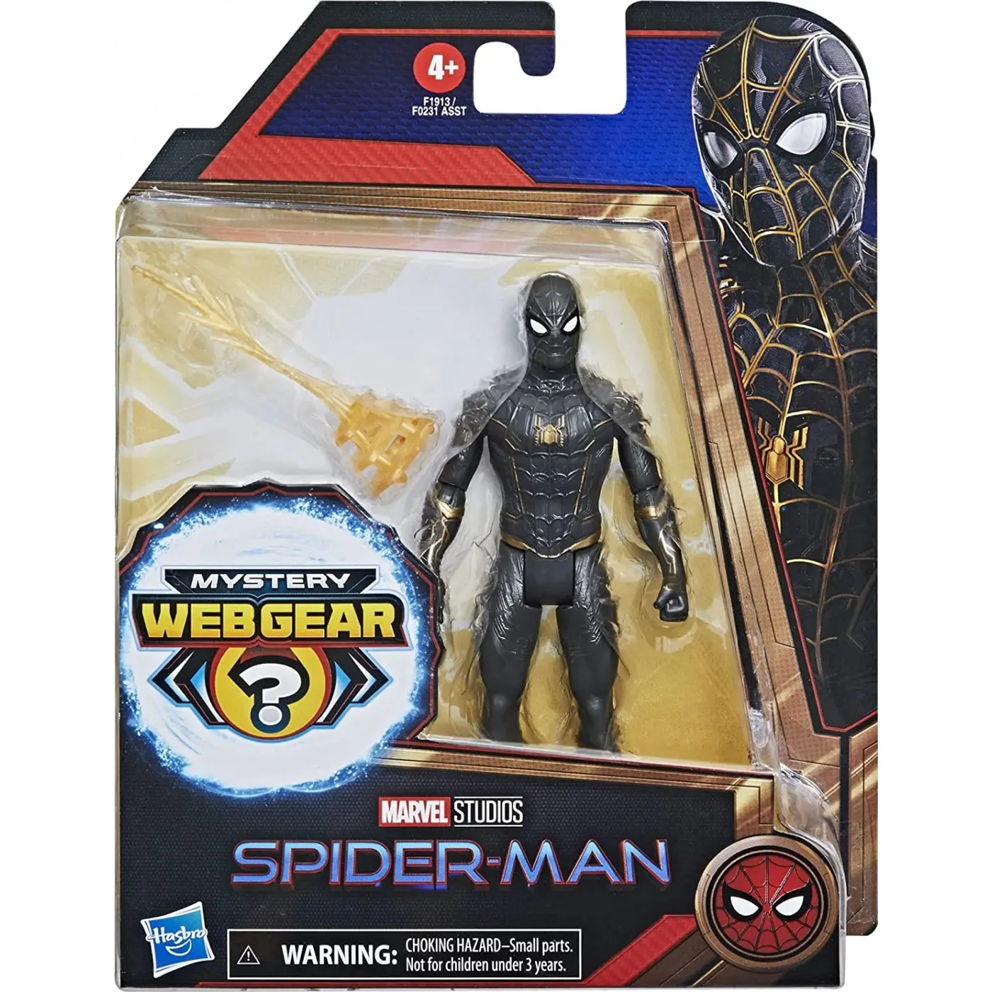 Spider-Man Pókember Black and Gold Suit Spider-Man Mystery Web Gear akciófigura 13cm termékfotó