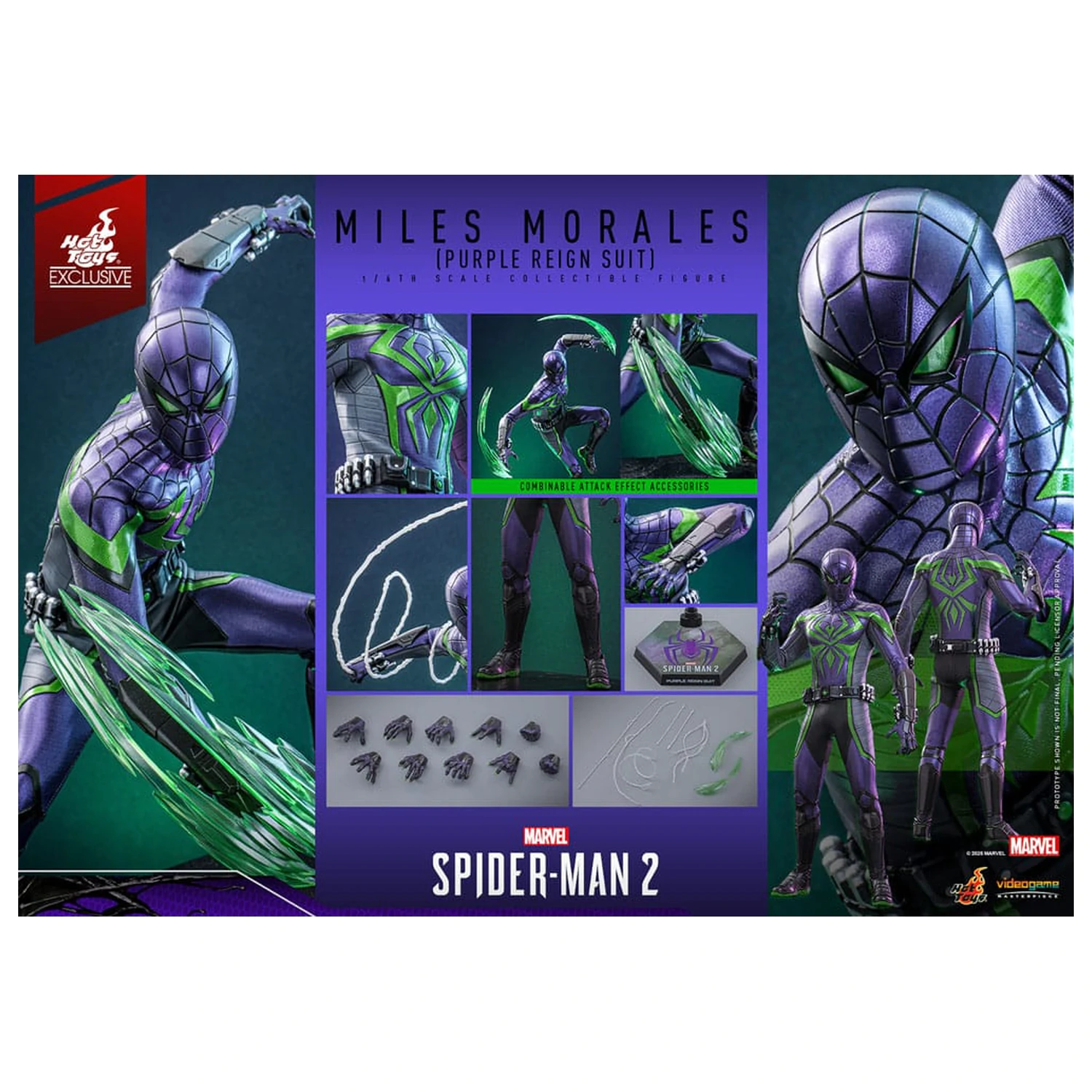 Spider-Man Video Game Masterpiece akciófigura 1/6 Miles Morales (Purple Reign Suit) Hot Toys Exkluzív 30 cm termékfotó