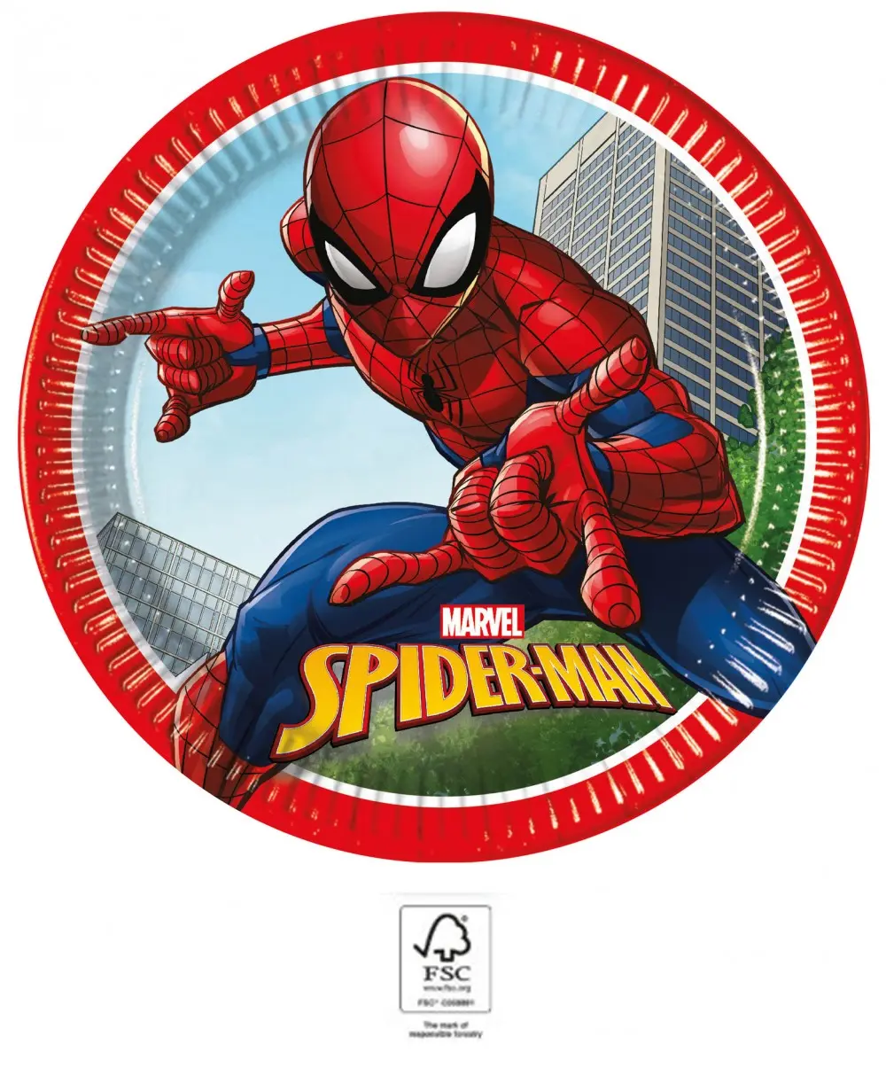 Spiderman Crime Fighter, Pókember papírtányér 8 db-os 23 cm FSC termékfotó