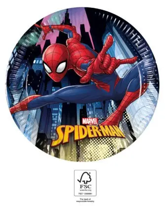 Spiderman Team Up, Pókember papírtányér 8 db-os 19,5 cm FSC termékfotó