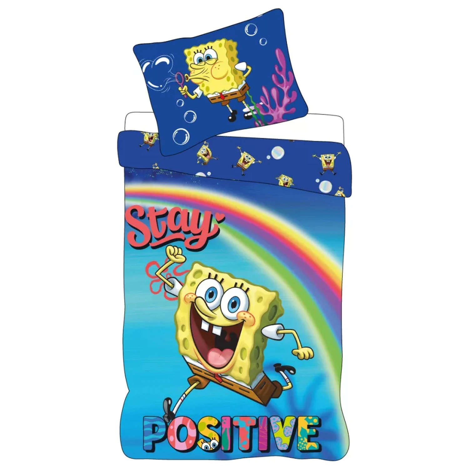 SpongyaBob Stay Positive gyerek, ovis ágyneműhuzat termékfotó