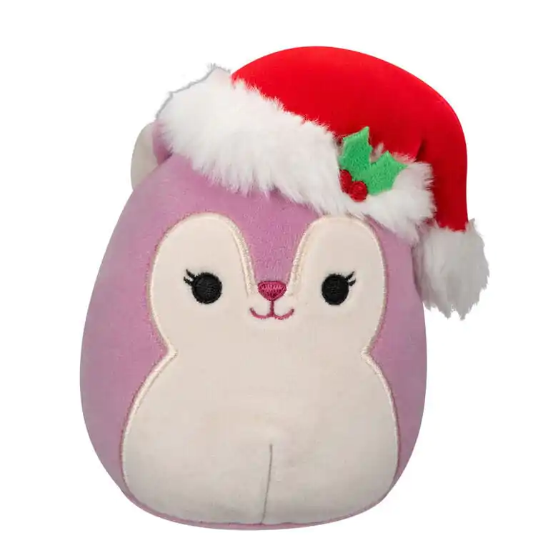Squishmallows Allina the Plum Squirrel with Santa Hat plüss figura 12 cm termékfotó