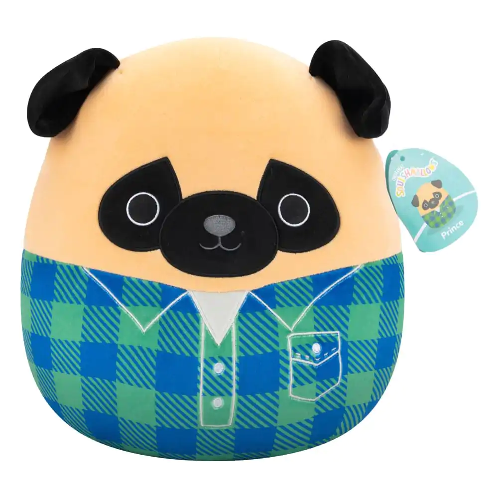 Squishmallows Brown Pug in Green and Blue Flannel Shirt Prince plüss figura 30 cm termékfotó