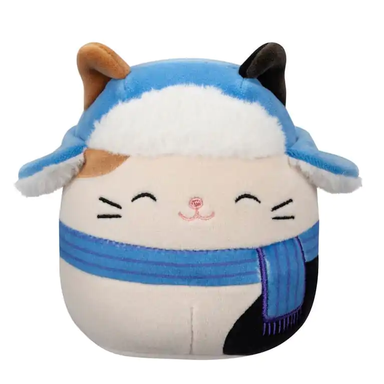 Squishmallows Cam the Brown and Black Calico Cat in Blue Scarf, Hat plüss figura 12 cm termékfotó