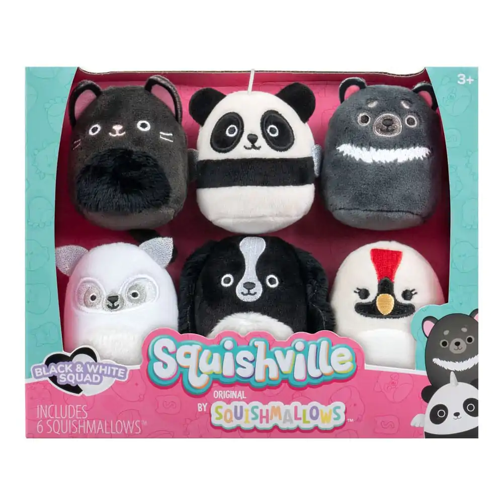 Squishville Mini Squishmallows Black & White Squad 6 db-os plüss figura csomag 5 cm termékfotó