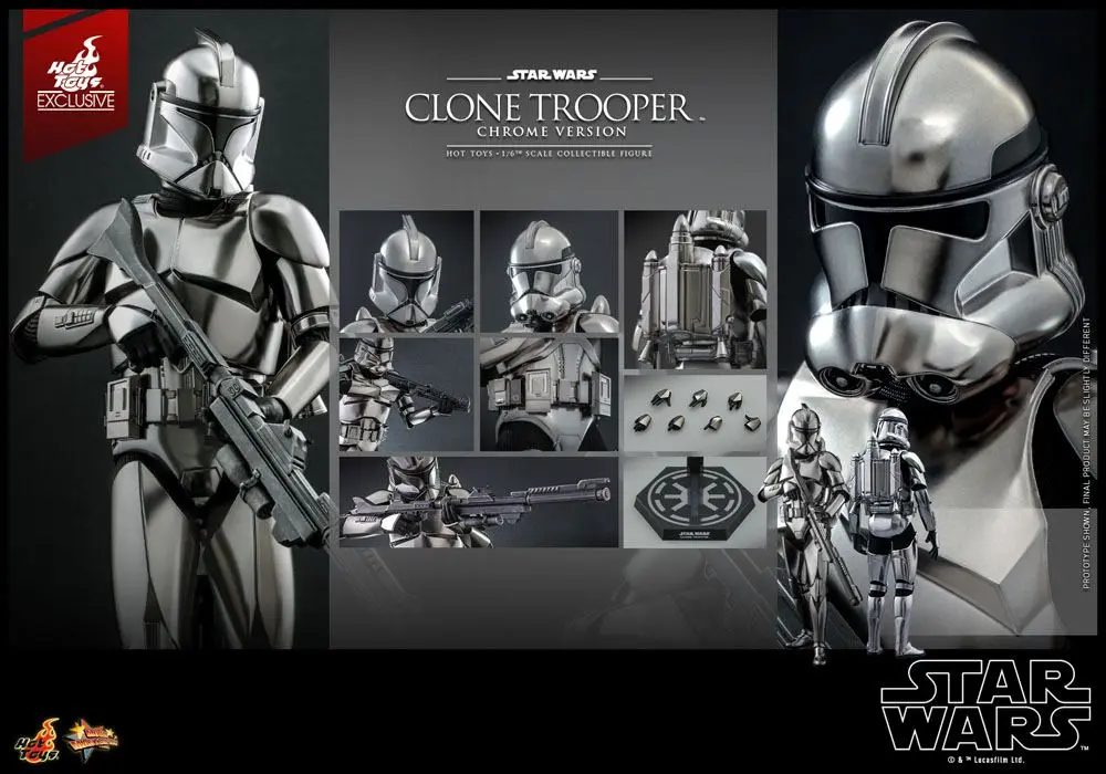 Star Wars 1/6 Clone Trooper (Chrome Version) 2022 Convention Exkluzív akciófigura 30 cm termékfotó