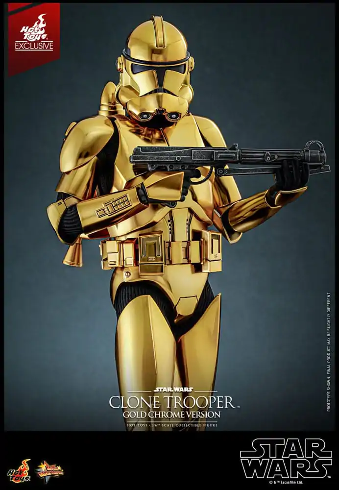 Star Wars 1/6 Clone Trooper (Gold Chrome Version) Exkluzív akciófigura 30 cm termékfotó