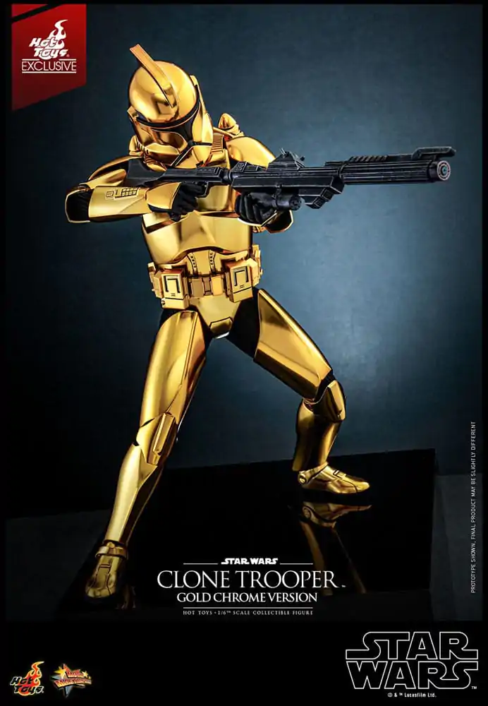 Star Wars 1/6 Clone Trooper (Gold Chrome Version) Exkluzív akciófigura 30 cm termékfotó