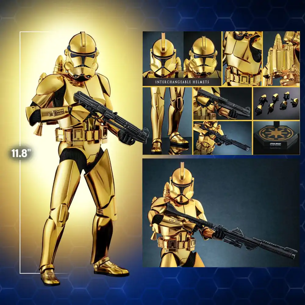 Star Wars 1/6 Clone Trooper (Gold Chrome Version) Exkluzív akciófigura 30 cm termékfotó