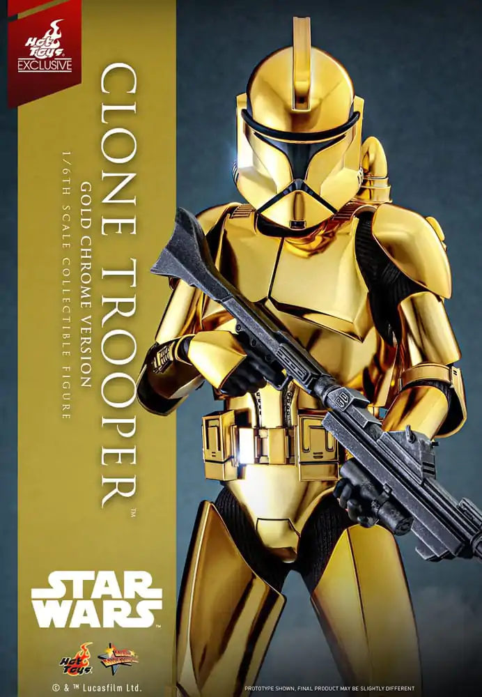 Star Wars 1/6 Clone Trooper (Gold Chrome Version) Exkluzív akciófigura 30 cm termékfotó