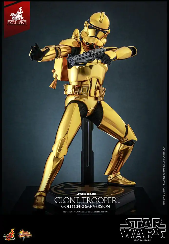 Star Wars 1/6 Clone Trooper (Gold Chrome Version) Exkluzív akciófigura 30 cm termékfotó