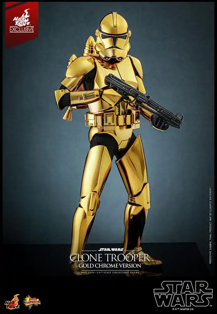 Star Wars 1/6 Clone Trooper (Gold Chrome Version) Exkluzív akciófigura 30 cm termékfotó