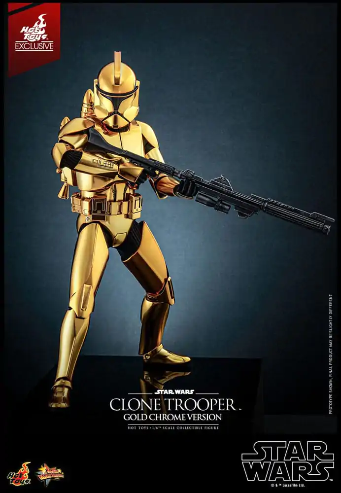 Star Wars 1/6 Clone Trooper (Gold Chrome Version) Exkluzív akciófigura 30 cm termékfotó