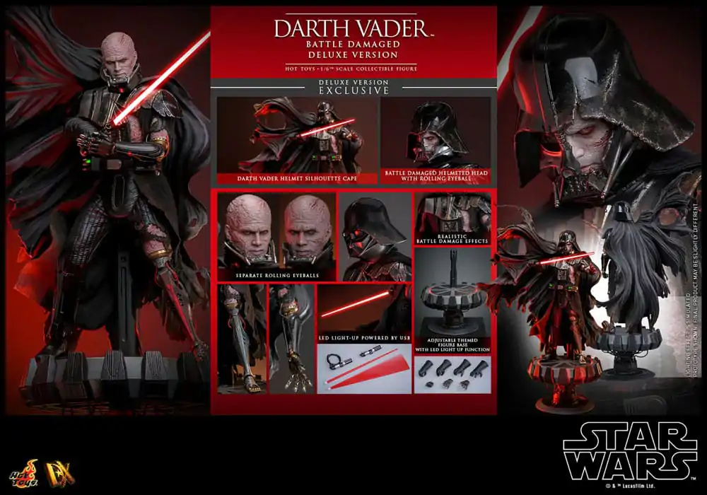 Star Wars 1/6 Darth Vader (Battle Damaged) Deluxe Version akciófigura 35 cm termékfotó