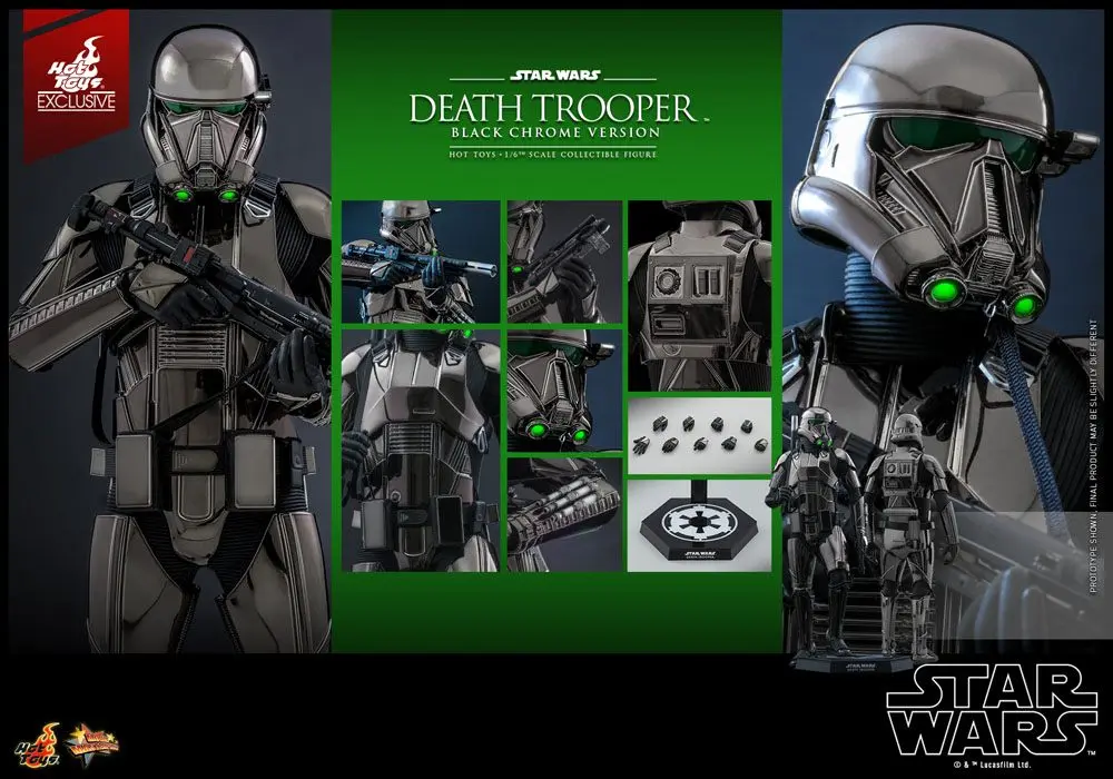 Star Wars 1/6 Death Trooper (Black Chrome) akciófigura 32 cm termékfotó