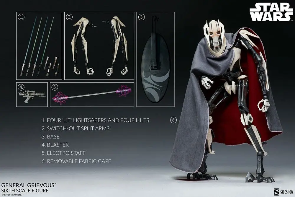 Star Wars 1/6 General Grievous akciófigura 41 cm termékfotó