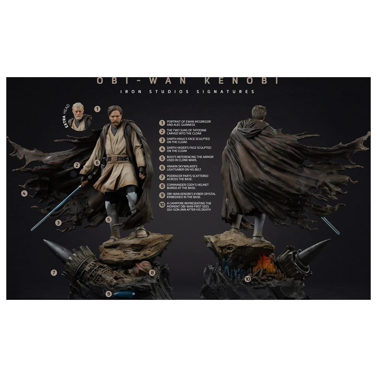 Star Wars Art Scale 1/10 Obi-Wan Signatures szobor figura 26 cm termékfotó
