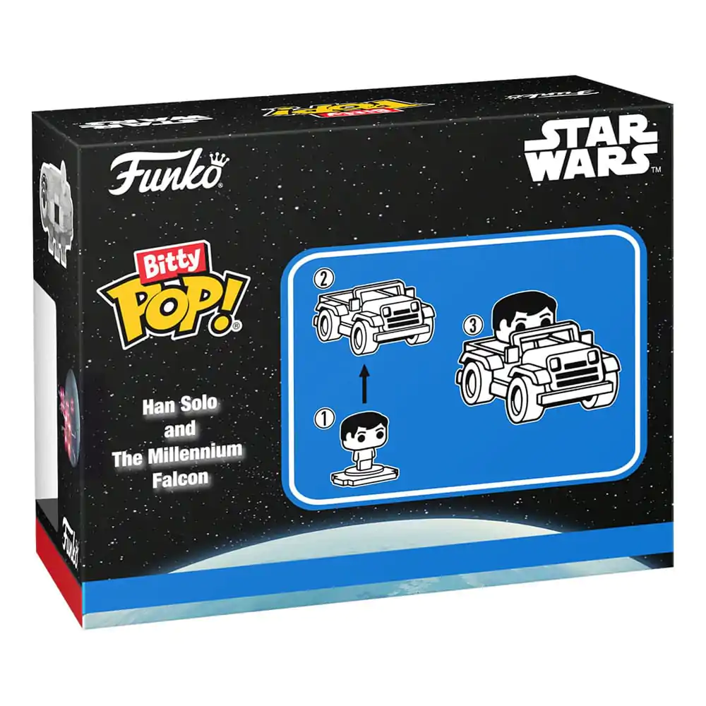 Star Wars Bitty Funko POP! Rides Vinyl figura Display Han Solo w/Millenium Falcon 2,5 cm termékfotó