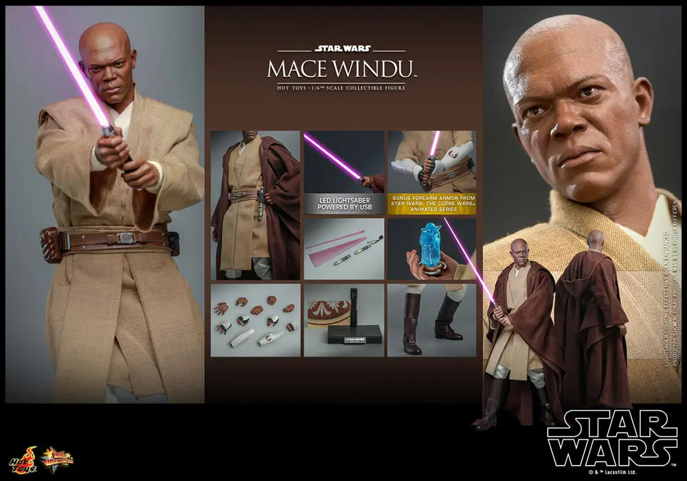 Star Wars: Episode II 1/6 Mace Windu akciófigura 32 cm termékfotó