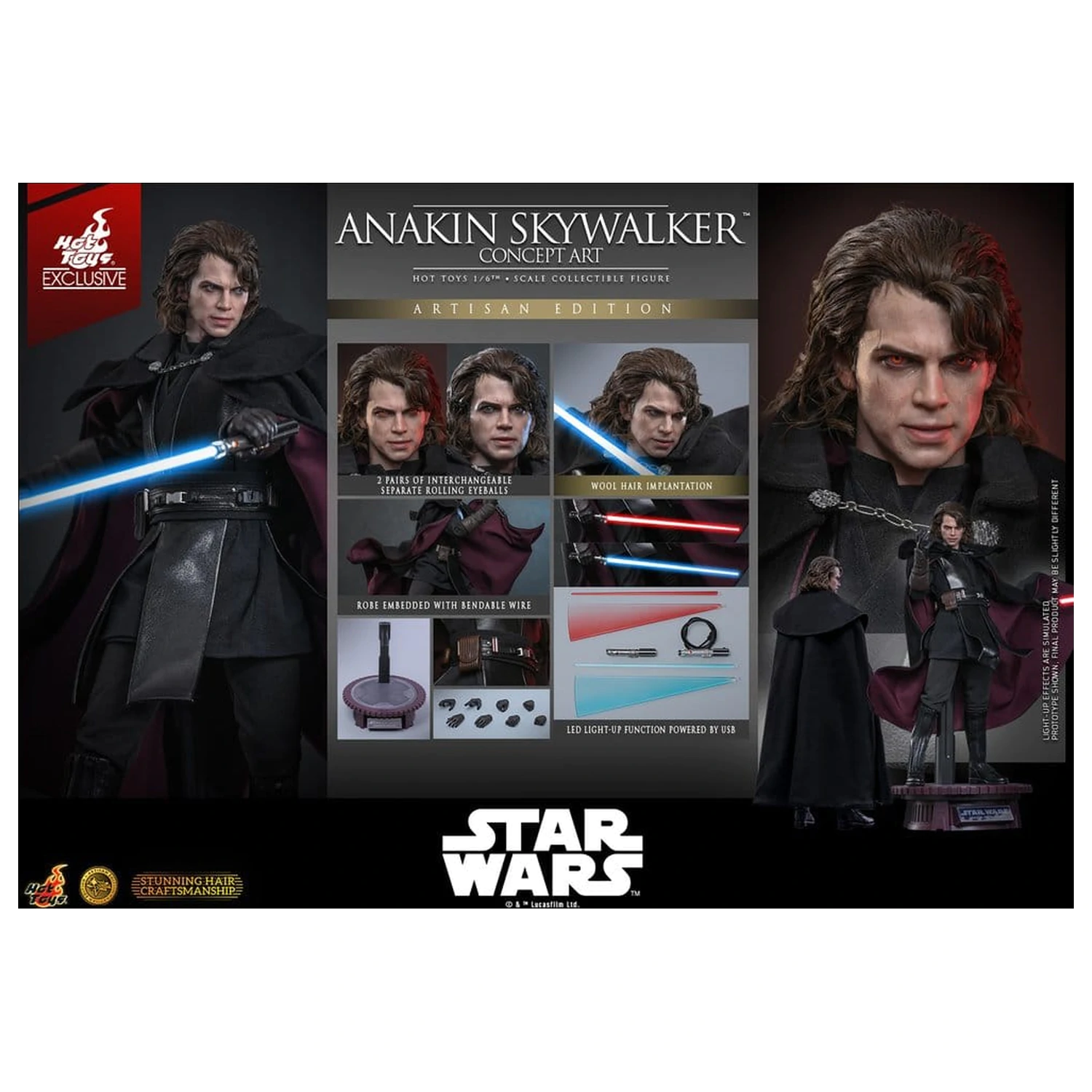 Star Wars Episode III: Revenge Of The Sith Movie Masterpiece 1/6 Anakin Skywalker (Concept Art Version) (Artisan Edition) akciófigura 31 cm termékfotó