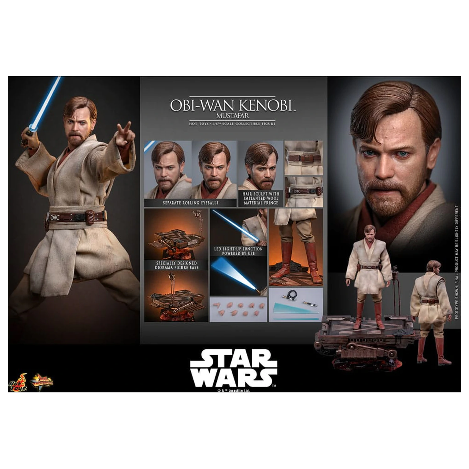 Star Wars: Episode III - Revenge of the Sith Movie Masterpiece 1/6 Obi-Wan Kenobi (Mustafar) akciófigura 31 cm termékfotó