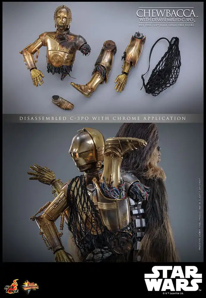 Star Wars Episode V Movie Masterpiece 1/6 Chewbacca with Disassembled C-3PO akciófigura 36 cm termékfotó