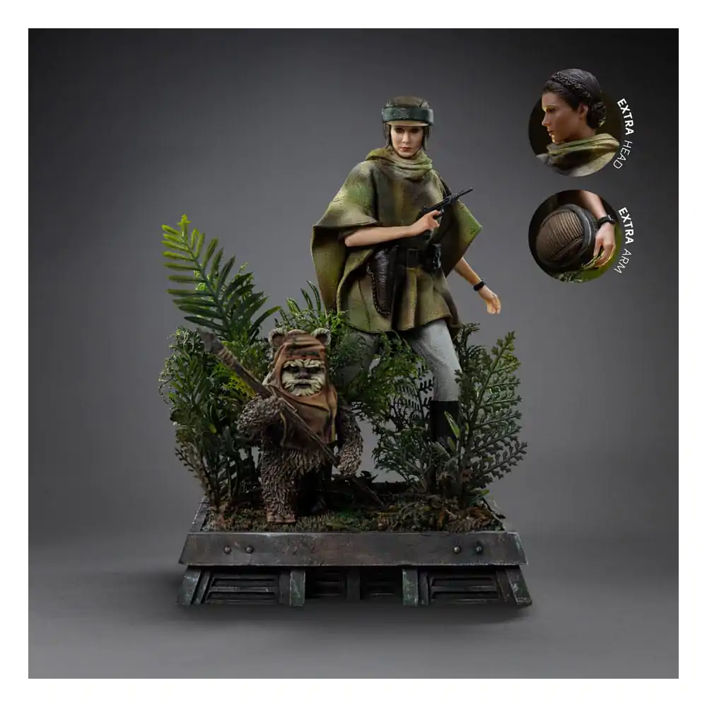 Star Wars Episode VI Art Scale 1/10 Leia and Wicket szobor figura 21 cm         termékfotó
