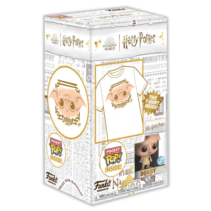 Funko Pocket POP! figura és gyerek póló csomag Harry Potter Dobby Exkluzív termékfotó