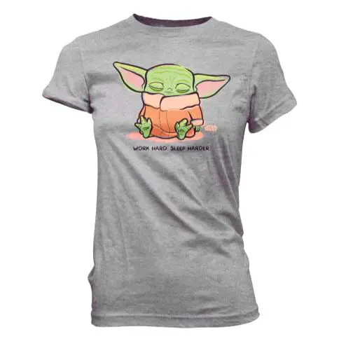 Star Wars Mandalorian Cute Yoda The Child Sleeping Grey női póló termékfotó