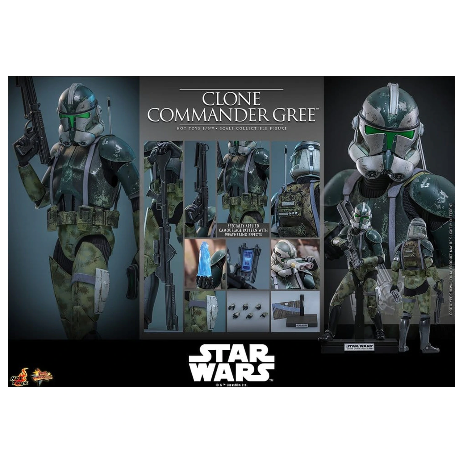 Star Wars Movie Masterpiece 1/6 Clone Commander Gree akciófigura 30 cm termékfotó