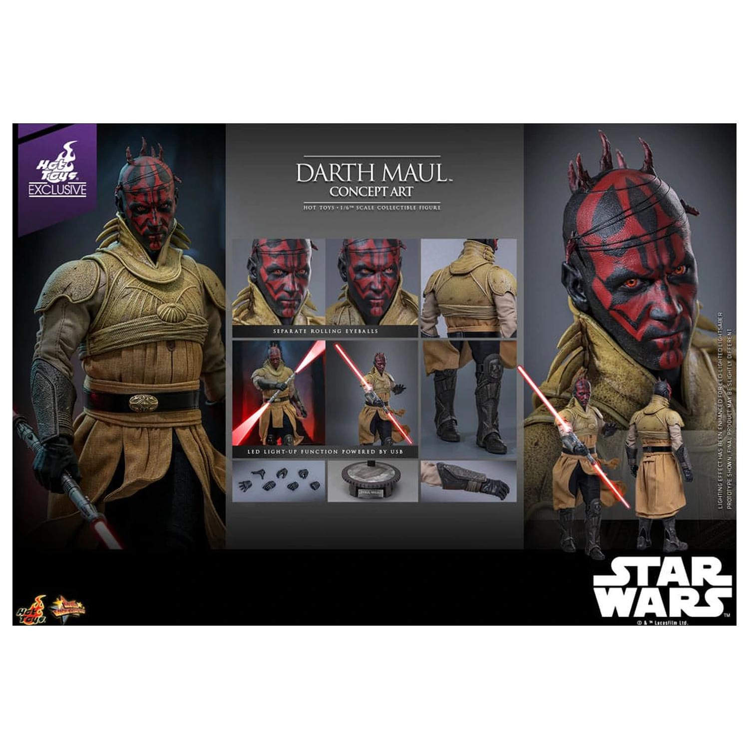 Star Wars Movie Masterpiece 1/6 Darth Maul (Concept Art) Hot Toys Exkluzív akciófigura 35 cm termékfotó