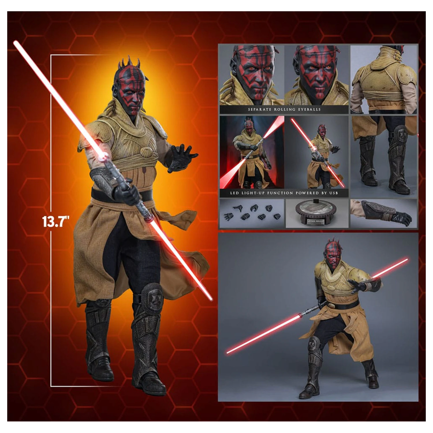 Star Wars Movie Masterpiece 1/6 Darth Maul (Concept Art) Hot Toys Exkluzív akciófigura 35 cm termékfotó