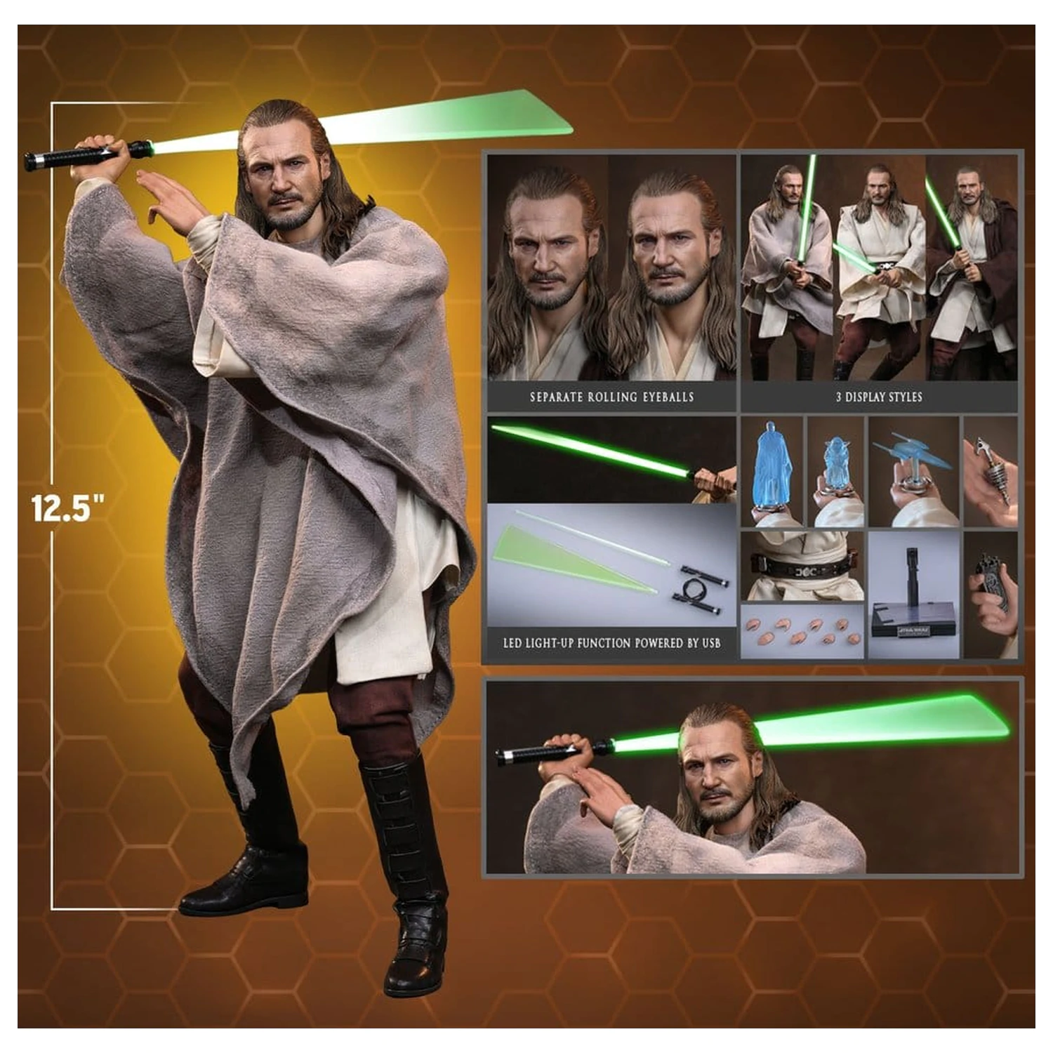 Star Wars Movie Masterpiece akciófigura 1/6 Qui-Gon Jinn (Collector Edition) 32 cm termékfotó