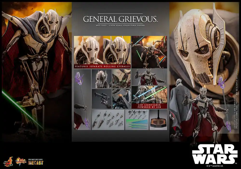 Star Wars Movie Masterpiece Diecast 1/6 General Grievous akciófigura 42 cm termékfotó