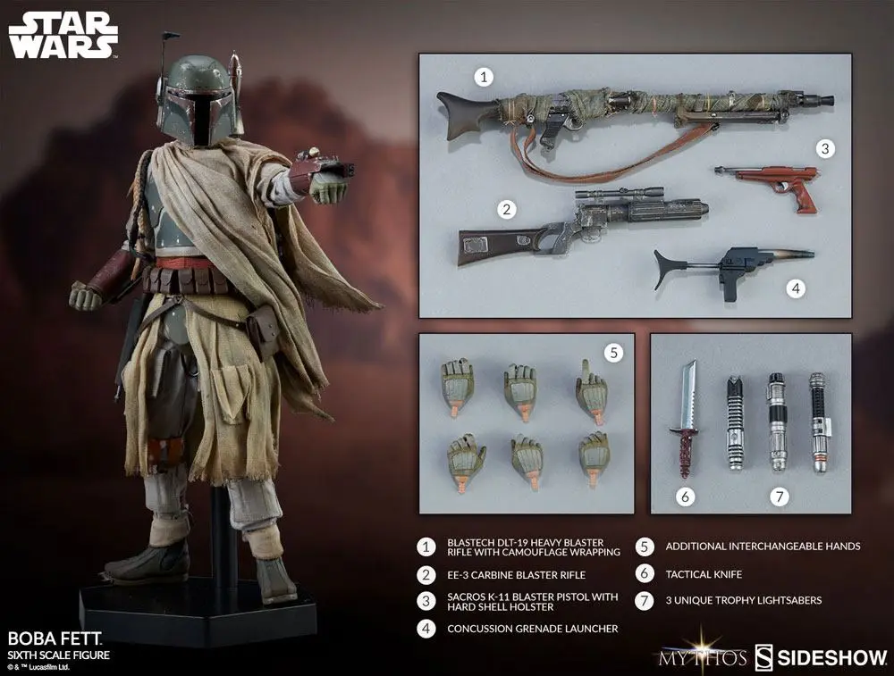 Star Wars Mythos 1/6 Boba Fett akciófigura 30 cm termékfotó