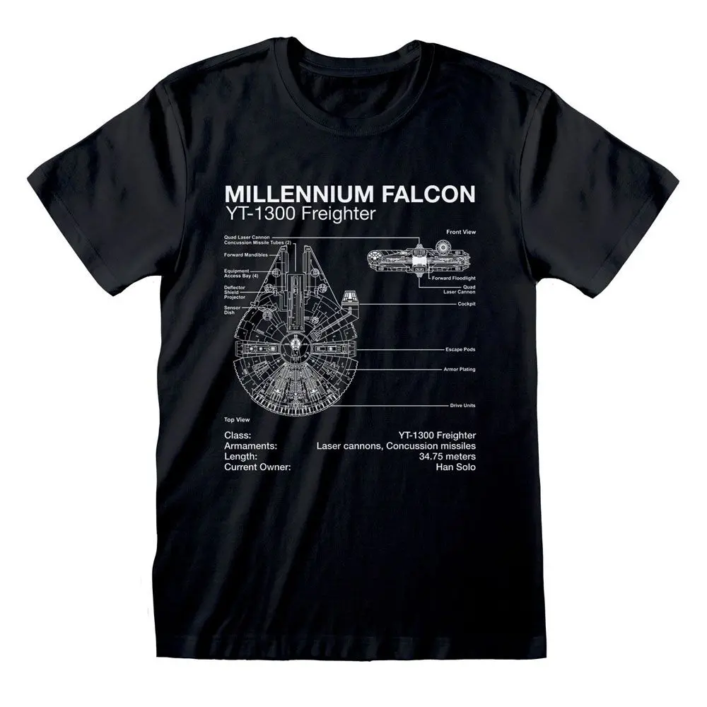 Star Wars póló Millenium Falcon Sketch termékfotó