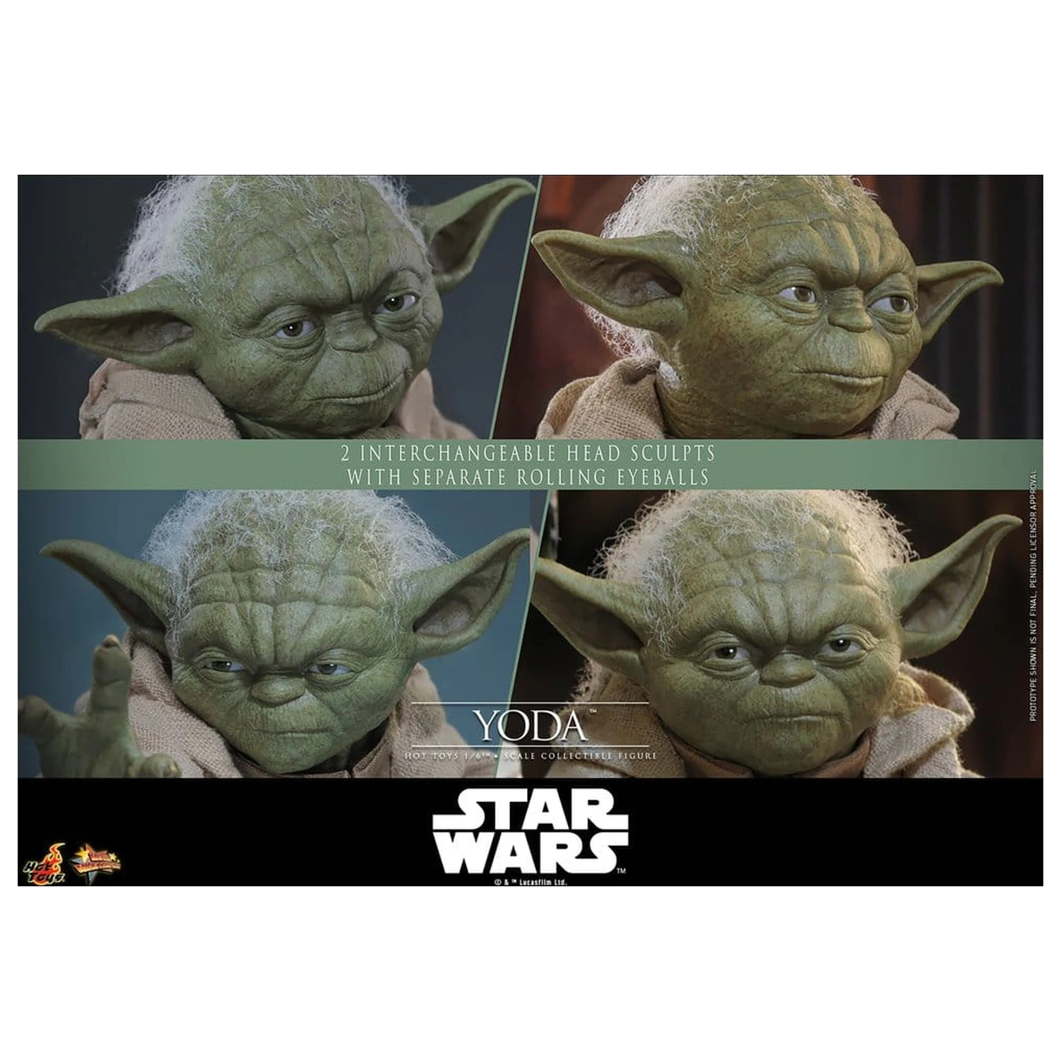 Star Wars: Revenge of the Sith Movie Masterpiece 1/6 Yoda akciófigura 14 cm termékfotó
