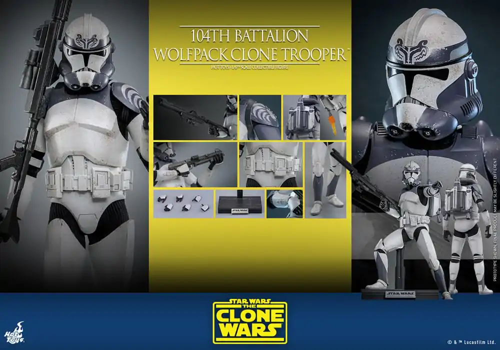 Star Wars The Clone Wars 1/6 104th Battalion Wolfpack Clone Trooper akciófigura 30 cm termékfotó