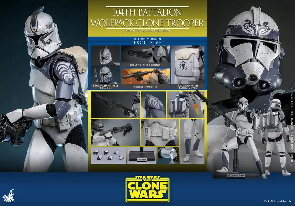 Star Wars The Clone Wars 1/6 104th Battalion Wolfpack Clone Trooper Deluxe Version akciófigura 30 cm termékfotó