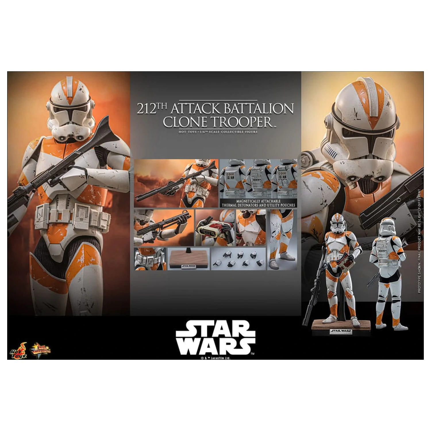 Star Wars: The Clone Wars akciófigura 1/6 212th Attack Battalion Clone Trooper Deluxe Version 30 cm termékfotó