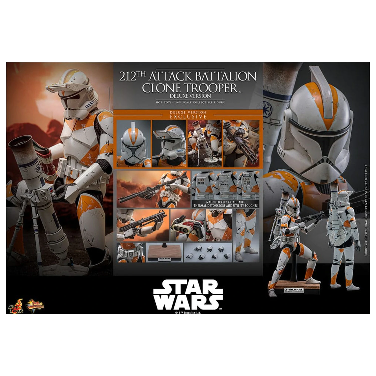 Star Wars: The Clone Wars akciófigura 1/6 212th Attack Battalion Clone Trooper Deluxe Version 30 cm termékfotó