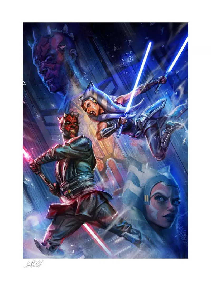 Star Wars: The Clone Wars Art Print One Last Lesson: Ahsoka Tano vs Darth Maul 46 x 61 cm - keretezetlen vászonkép termékfotó