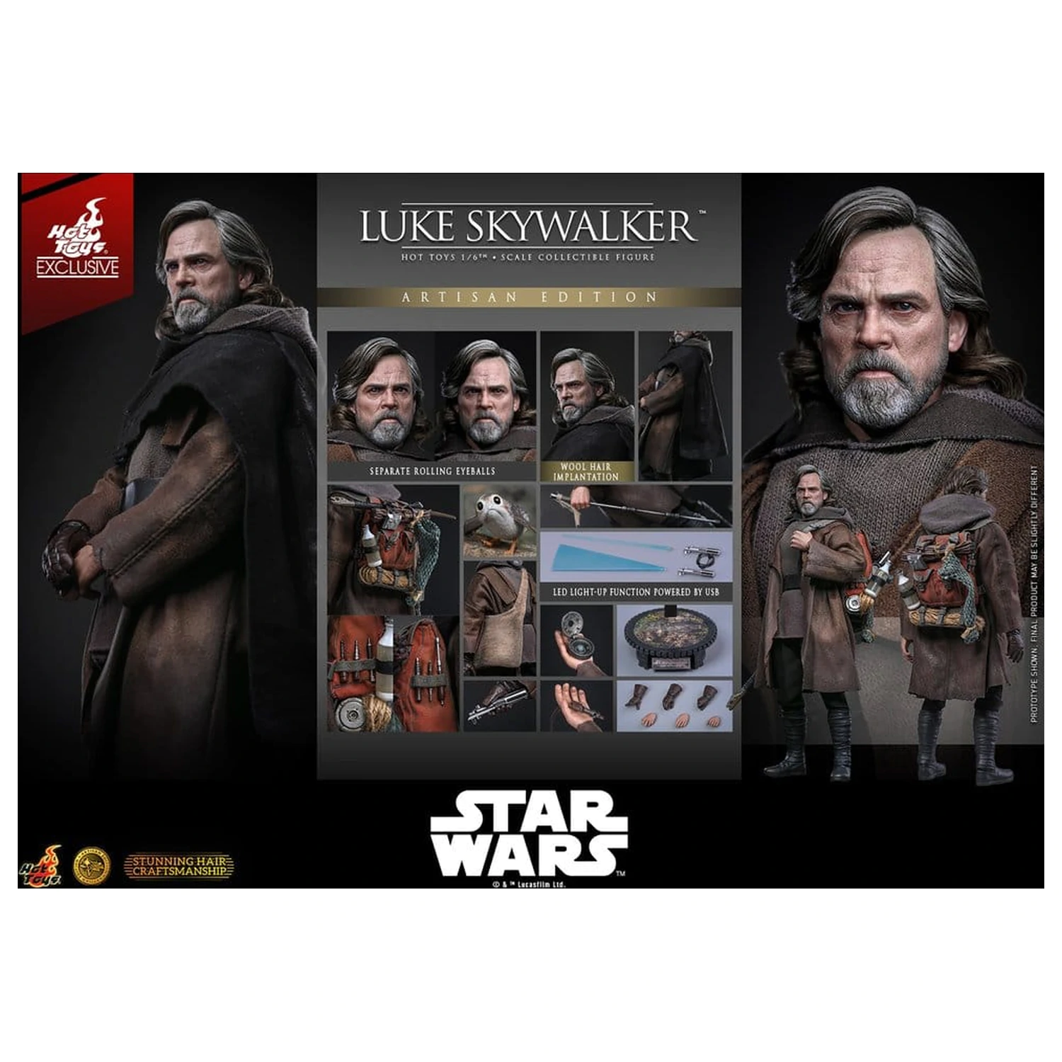 Star Wars: The Last Jedi Movie Masterpiece 1/6 Luke Skywalker (Artisan Edition) akciófigura 29 cm termékfotó