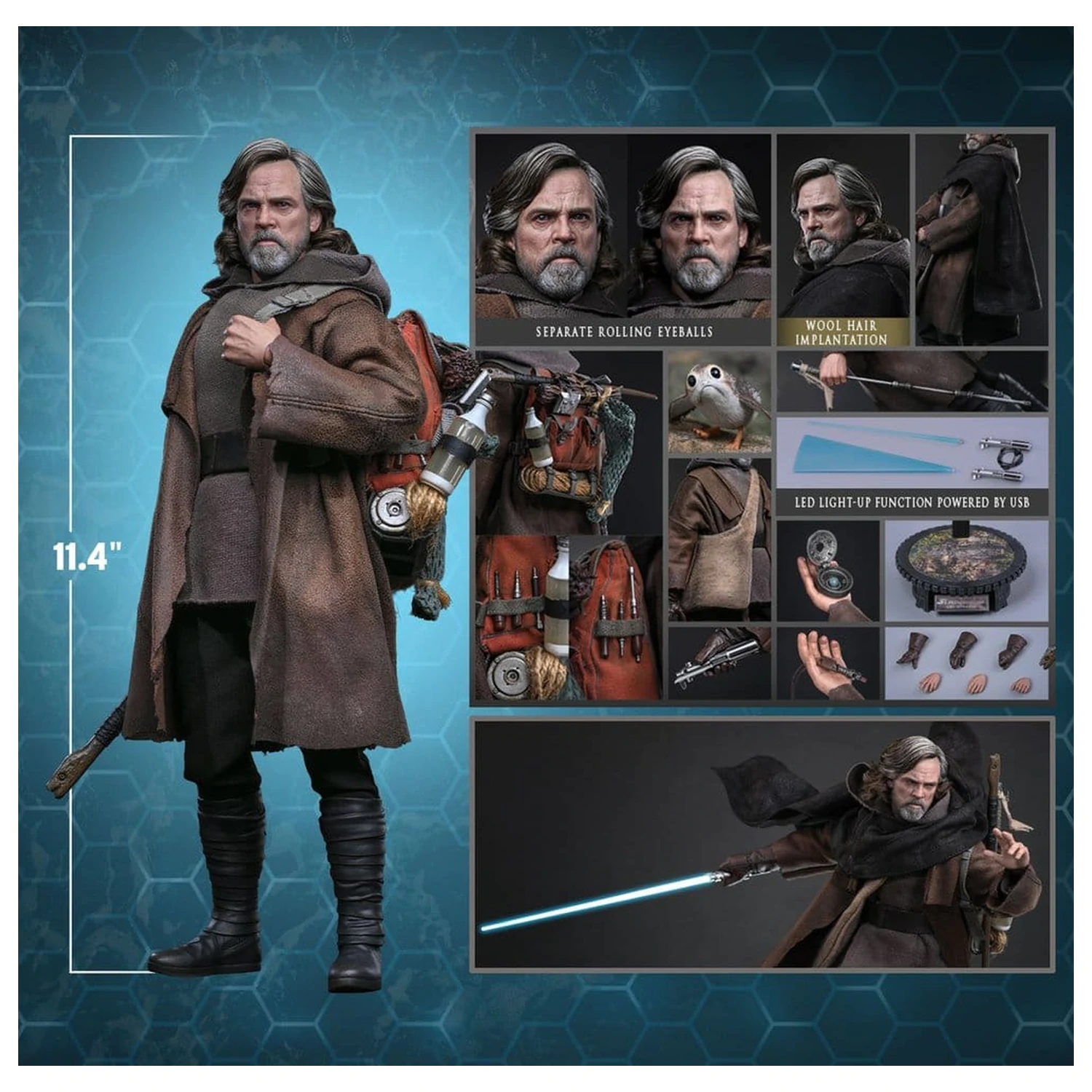 Star Wars: The Last Jedi Movie Masterpiece 1/6 Luke Skywalker (Artisan Edition) akciófigura 29 cm termékfotó