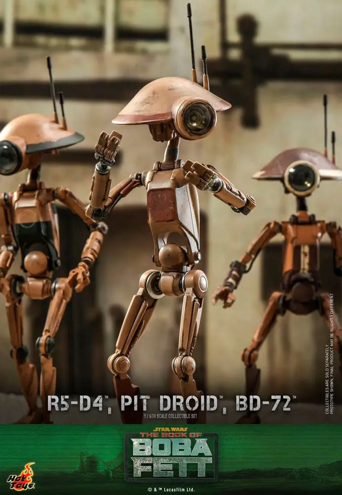 Star Wars The Mandalorian 1/6 R5-D4, Pit Droid, & BD-72 akciófigurák termékfotó