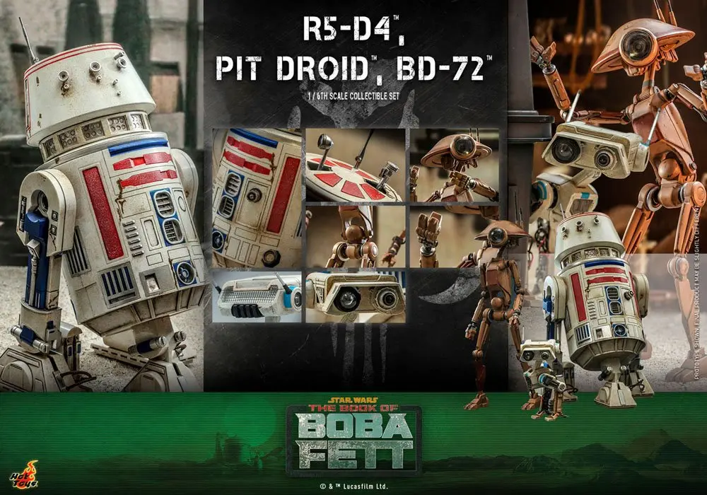 Star Wars The Mandalorian 1/6 R5-D4, Pit Droid, & BD-72 akciófigurák termékfotó