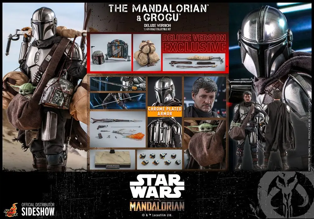 Star Wars The Mandalorian 2-Pack 1/6 The Mandalorian &amp; Grogu Deluxe Version akciófigura 30 cm termékfotó