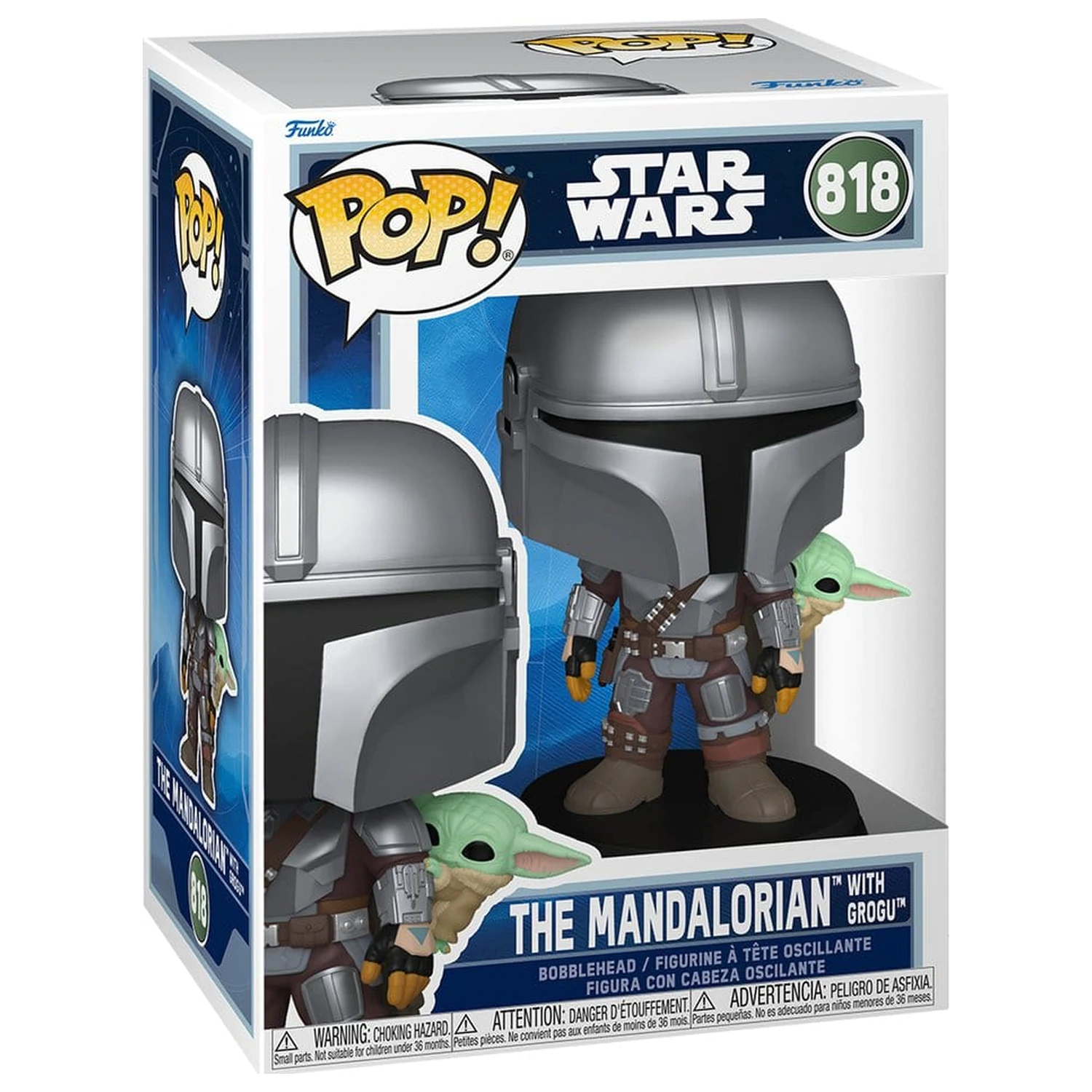 Star Wars: The Mandalorian and Grogu Funko POP! Vinyl Bobblehead figura The Mandalorian with Grogu 9 cm termékfotó