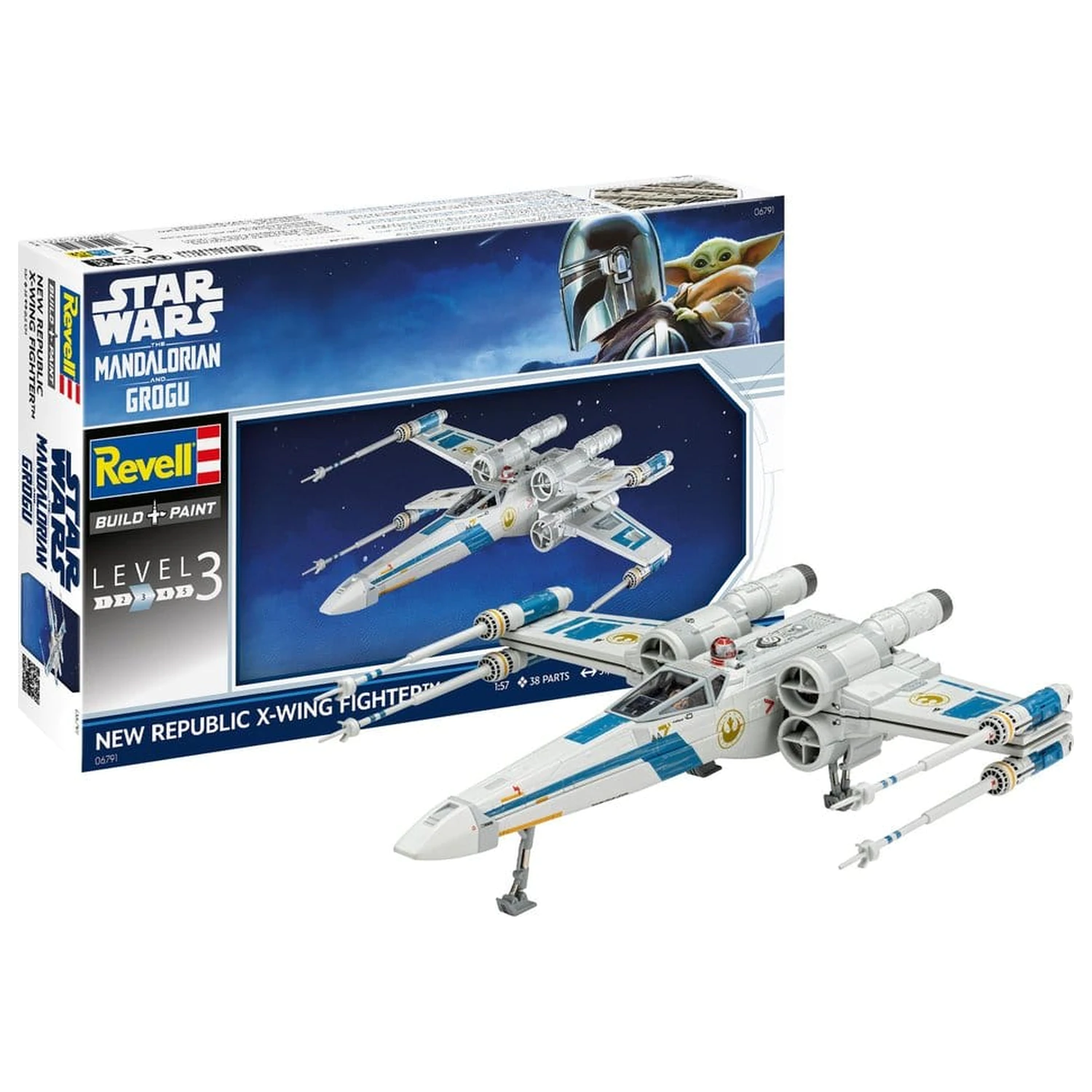 Star Wars The Mandalorian and Grogu Revell 1/57 New Republic X-Wing Fighter modell készlet 22 cm termékfotó